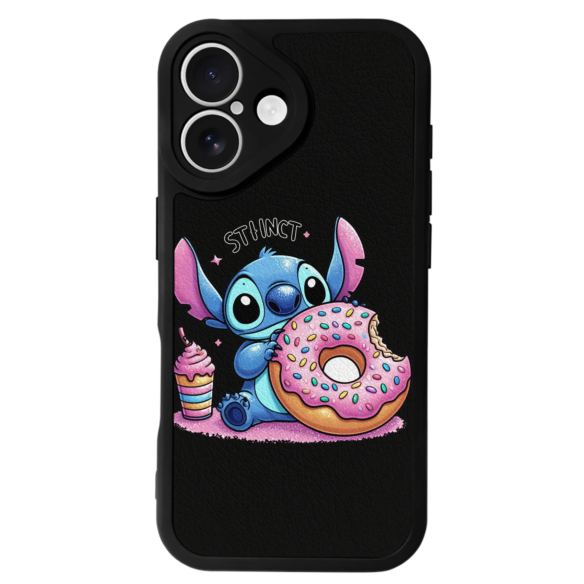 リロ＆スティッチ グッズ スティッチ - IPhone 16シリーズ対応 ・ シリコンスマホケース ・ レザー調 ・ 高精度フィット ・ 耐衝撃 ・ ワイヤレス充電対応 ・ 精密カット